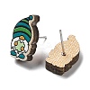 Printing Wood Stud Earrings for Women EJEW-B028-09A-2