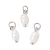 Natural Cultured Freshwater Pearl Potato Charms with Brass Jump Rings PALLOY-JF04176-02-1