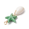 Starfish Dyed Synthetic Turquoise & Natural Cowrie Shell Pendants PALLOY-JF03553-5