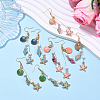 304 Stainless Steel Starfish with Shell Shape Dangle Earrings EJEW-YW00012-01-4