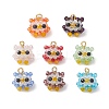 Faceted Round Natural Black Spinel and Glass Beaded Animal Pendants PALLOY-MZ01178-1