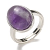 Natural Amethyst Oval Adjustable Rings RJEW-K371-07S-19-2