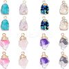16Pcs 8 Color Druzy Resin Pendants RESI-FH0001-36-1