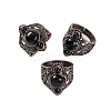 Natural Obsidian Retro Finger Rings RJEW-B067-01R-21-1