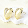 Brass Micro Pave Clear Cubic Zirconia Stud Earrings for Women EJEW-F363-06G-4