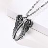 Stainless Steel Wing Urn Ashes Pendant Necklace BOTT-PW0002-043A-AS-3
