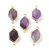 Natural Amethyst Faceted Connector Charms G-H323-05G-02-1