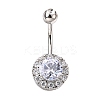 Piercing Jewelry Platinum Plated Brass Round Cubic Zirconia Navel Ring Navel Ring Belly Rings AJEW-EE0001-104A-1