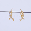 Exquisite Brass Clear Cubic Zirconia Ribbon Stud Earrings EE4607-3