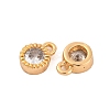 Brass Micro Pave Clear Cubic Zirconia Charms KK-Z066-03G-2