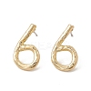 Brass Number Stud Earrings with 925 Sterling Silver Pins for Women LS-EJEW-A077-01F-1