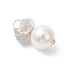 Natural Aquamarine Chip with Copper Wire Wrapped Shell Pearl Pendants PALLOY-JF04951-02-3