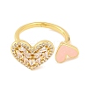 Brass Micro Pave Clear Cubic Zirconia Open Cuff Rings RJEW-U009-04D-G-2
