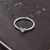 Heart Clear Cubic Zirconia Cuff Rings RJEW-G337-14G-2