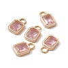 Pink Glass Rectangle Pendants KK-I696-10G-4
