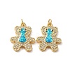 Brass Micro Pave Cubic Zirconia with Synthetic Opal Pendants KK-D096-21G-1