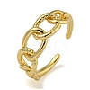 Curb Chain Shape Brass Open Cuff Rings for Women RJEW-Z050-09G-1