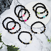 8Pcs 8 Colors Dyed Synthetic Turquoise Cross Beaded Stretch Bracelets Set BJEW-FI0001-27-5