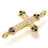 Brass Pave Black & Clear Cubic Zirconia Connector Charms KK-M101-02D-G01-2