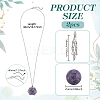 2Pcs Brass Macrame Pouch Natural Lepidolite Round Inside Pendant Necklaces NJEW-PH01595-2