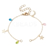 Star & Moon Brass Link Chain Bracelet Making AJEW-JB01150-33-1