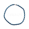 Synthetic Hematite & Brass Column Beaded Necklace Bracelet with Magnetic Clasps SJEW-G079-01-3
