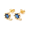 Rack Plating Brass Cubic Zirconia Stud Earrings Findings MAK-I684-11G-05-RS-1