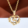 Brass Rose Flower Heart with Letter Pendant Cable Chain Necklaces FS-WG42461-19-1