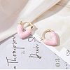 Enamel Heart Hoop Earrings JE1108B-3