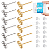 20Pcs 2 Color 201 Stainless Steel Beaded Horizontal Bar Stud Earrings with 316 Stainless Steel Pin for Women STAS-DC0008-84-1