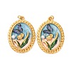 304 Stainless Steel Enamel Pendants STAS-U061-48G-01-1