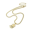 201 Stainless Steel Clear Cubic Zirconia Flat Round Saint Benedict Medal with Feather Pendant Necklaces NJEW-H055-03G-4