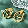 304 Stainless Steel Twist Ring Dangle Stud Earrings EJEW-K268-22G-3