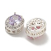 Brass Micro Pave Cubic Zirconia Beads KK-U037-07P-2