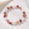 Natural Strawberry Quartz & Madagascar Rose Quartz & Red Jasper Beads Stretch Bracelets for Women BJEW-JB13187-1