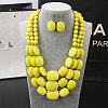 Bohemian Style Acrylic Faceted Rectangle Beaded Multilayer Necklaces & Dangle Earrings Sets WG4F927-02-1
