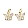 Brass Micro Pave Clear Cubic Zirconia Charms KK-F930-20G-1
