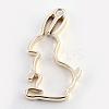 Rack Plating Alloy Bunny Open Back Bezel Pendants PALLOY-S047-41E-FF-2