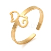 Hollow Cat 304 Stainless Steel Open Cuff Rings for Women LS-RJEW-N048-07G-1