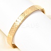 304 Stainless Steel Tartan Textured Hinged Cuff Bangles for Women SA-CBAC920-10G-3