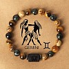 Twelve Constellations Natural Tiger Eye & Picture Jasper & Rhyolite Jasper Round & Column Beaded Stretch Bracelets for Women Men WG6FA5D-05-1