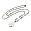 Non-Tarnish Oval with Angel Pendant Necklaces NJEW-C043-04P-2