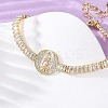 Brass Micro Pave Clear Cubic Zirconia Rectangle Link Chain Bracelets for Women BJEW-U044-01A-G-3