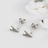 Brass Micro Pave Clear Cubic Zirconia Stud Earrings FS-WGC2F12-22-2