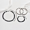 Alloy with Jet Rhinestone Chain Necklace & Hoop Earring & Bracelet FS-WG9D127-03-4