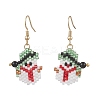 304 Stainless Steel Glass Christmas Theme Dangle Earrings EJEW-MZ00527-03-3