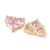 Brass Micro Pave Clear Cubic Zirconia Pendants KK-Q031-42G-02-2