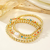 3Pcs 3 Styles Brass Round Beaeds Stretrch Bracelets for Women BM4662-1