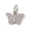 Brass Micro Pave Clear Cubic Zirconia Butterfly Charms ZIRC-F132-43P-1