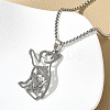 201 Stainless Steel Dog Outline Pendant Necklaces NJEW-P327-06P-3